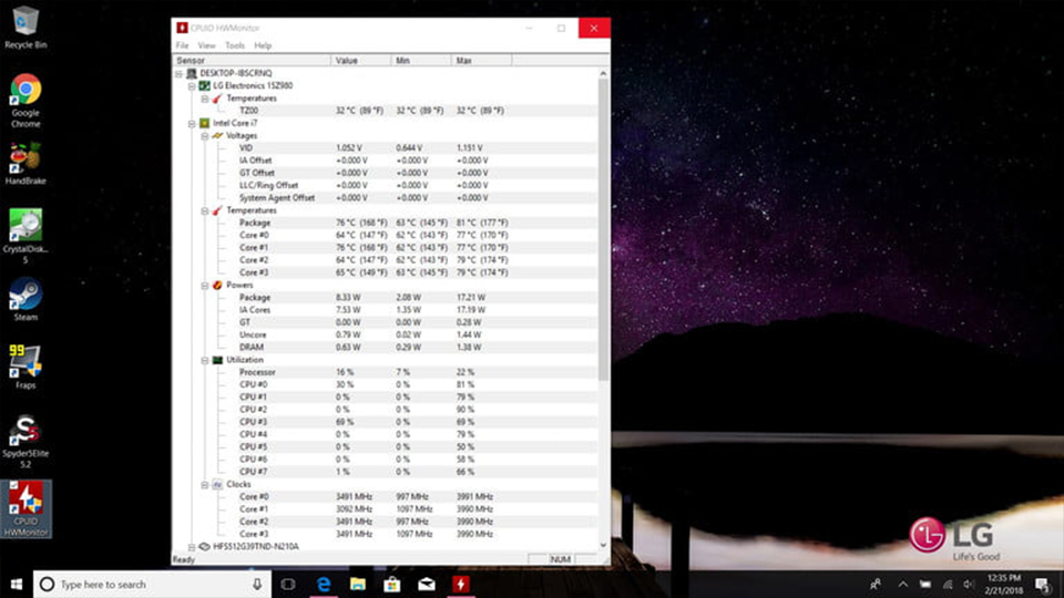 نمایش دمای cpu