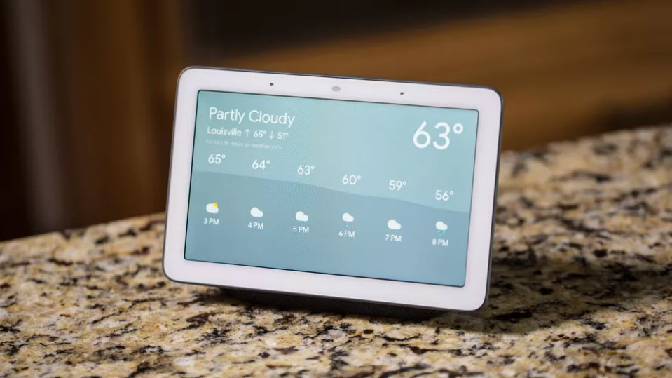 نمایش پیش بینی آب و هوا توسط Google Nest Hub